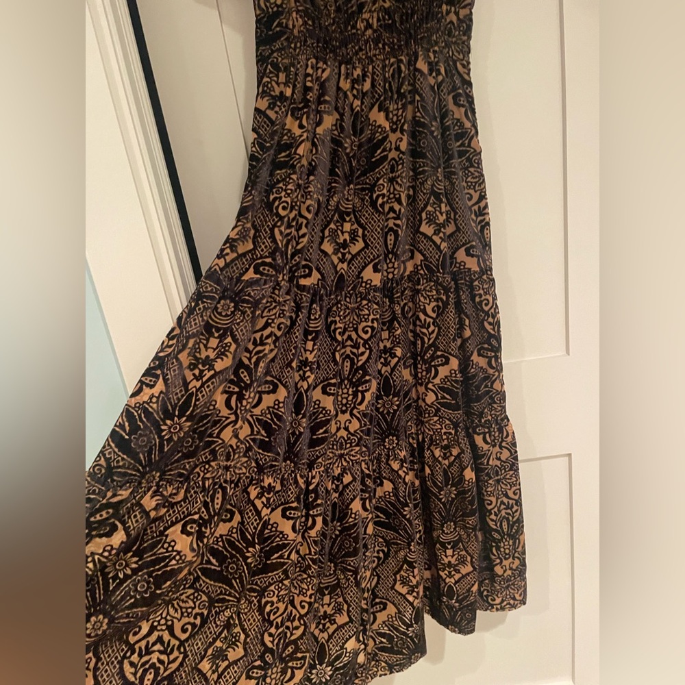 Anthropologie | Tan and Black Velvet Maxi Dress - Picture 6 of 14